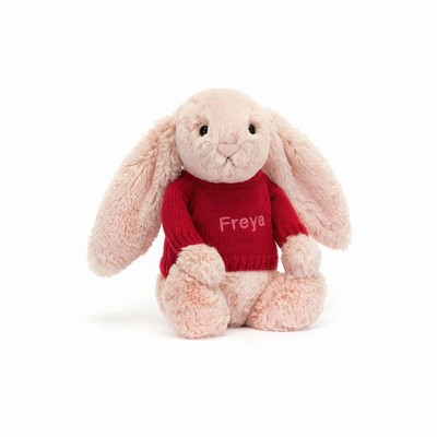 Jellycat Bashful Blush Bunny with Red Jumper Australia | 357489AWN